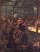 Adolph von Menzel Das Eisenwalzwerk,Ausschnitt:Einschieben des Blockes in das Walzwerk china oil painting reproduction